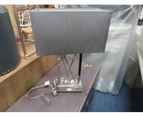 A MODERN CHROMED TABLE LAMP &amp; SHADE, OVERALL H 69 cm