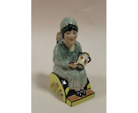 A KEVIN FRANCIS CERAMICS FIGURE OF CLARICE CLIFF, STAMPED PROPERTY OF KEVIN FRANCIS, NOT FOR RESALE