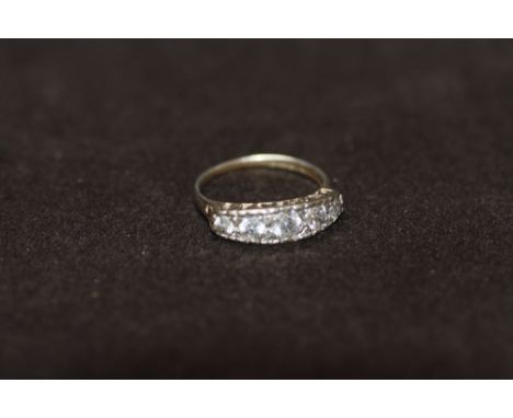 A HALLMARKED SILVER FIVE STONE RING, ring size P