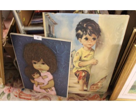 TWO RETRO FIGURATIVE PORTRAIT PRINTS TO INCLUDE PETRA BY BLACKY (2)