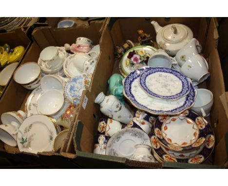 TWO TRAYS OF ASSORTED CHINA AND CERAMICS TO INCLUDE AYNSLEY, GOEBEL FIGURES ETC..
