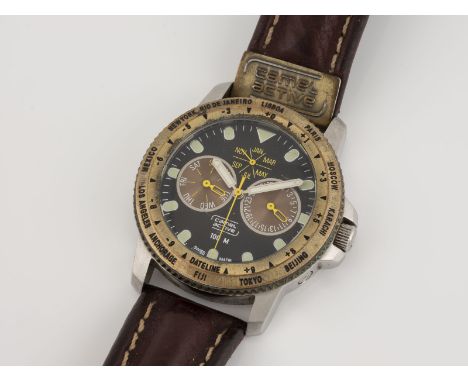 KONVOLUT UHREN Schweiz, 20. Jh. 2. tlg. 1) Camel Active Chronograph. Stahl. D. Gehäuse ca. 4,0 cm. Leder Armband. Bei der Prü