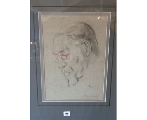 Philip NAVIASKY (1894-1982) pencil charcoal portrait of Sydney Webb (1859-1947) (founder of New Statesman), 66cm x 54cm inclu