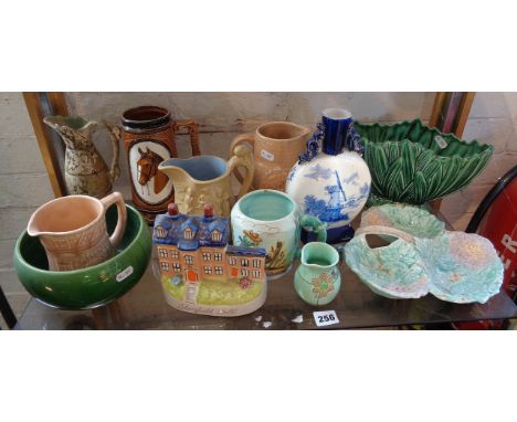 Shelf of assorted pottery including Bretby, Sylvac etc (12 pieces)