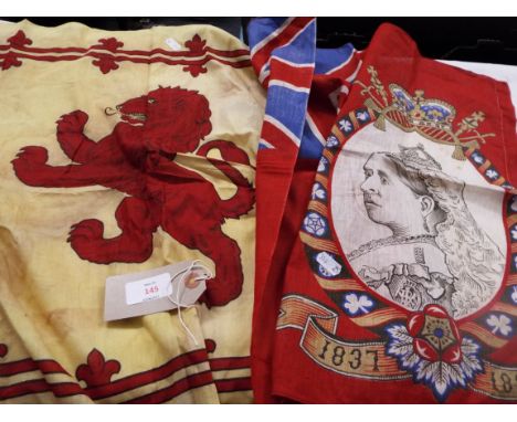 A Victorian portrait flag dated 1837-1897 together with a Scottish Royal Standard