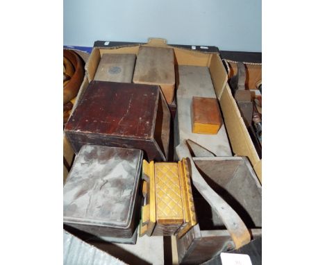 A selection of vintage boxes and a needlework box