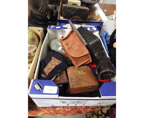 A selection of miscellaneous items to include vintage watch movements, jewellery boxes, draughtsman instruments, 1960's marbl