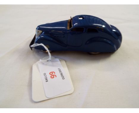 A blue painted Schuco 3000 clockwork automobile  