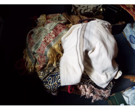 A mixed selection of textiles to include cushions, blankets, cushion covers etc