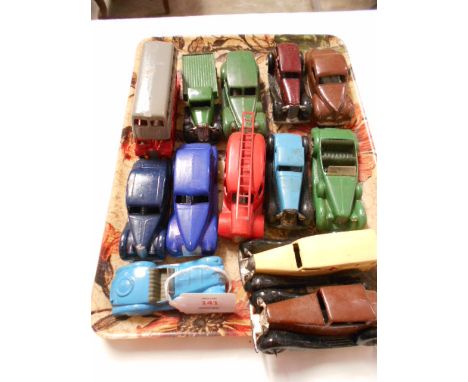 A selection of Dinky toys to include 'Ambulance', 'Packard Lincoln Zepher', 'Lagonda Fire Engine', 'Oldsmobile' and 'Fraser N