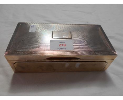 A Birmingham 1967 silver cigarette box having engine turned decoration and blank cartouche 