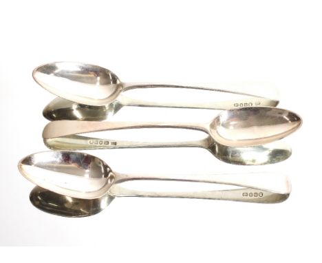 Three Georgian silver old English pattern table spoons, probably London 1789