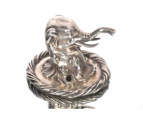 An early 19th century silver elephant head mount with fleur de Lys decoration and rope twist border.  Makers, probably, the B