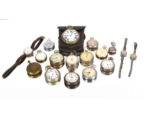 A collection of silver and other pocket watches and wrist watches to include Goliath pocket watch; a Rodania pocket watch; Ve