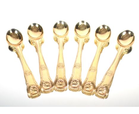 A set of six George IV silver gilt fiddle shell and thread pattern coffee spoons by William Sumner.  London 1823 