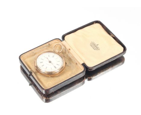 A 14ct gold centre second chronograph pocket watch in engine turned case with vacant cartouche to the back, gross total weigh