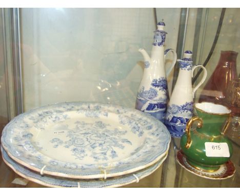 2 X DOULTON PLATES, 2 X SPODE OIL JUGS AND 2 X LIMOGES PIECES 