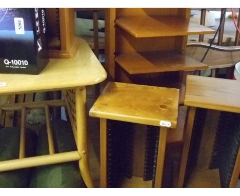 4 CD RACKS, SHELF TABLE AND BAMBOO TABLE (6) 