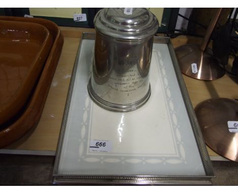 WMF TRAY AND 1965 PRESENTATION TANKARD