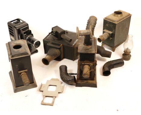 A Leitz Germany Parvo slide projector, together with early twentieth century projection parts and accessories.