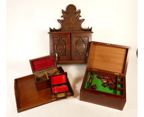 A group of 20th century Chinese and other woodwares, to include seven netsukes, a small jewellery casket, a display cabinet, 