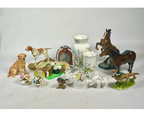 A collection of mid twentieth-century and later ceramics, to include, three Beswick model animals including a Chaffinch, a Ge