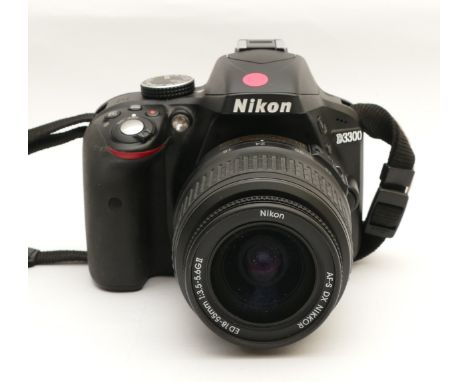 A Nikon D3300 digital SLR camera, serial no. 6884168, with a Nikon Nikkor AF-S f/3.5-5.6 18-55mm lens.