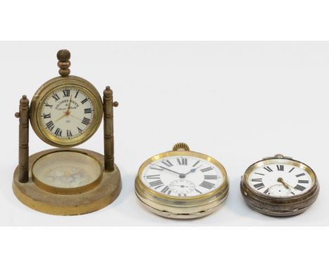J. Wright, Alfreton, a Victorian silver fusee pocket watch, Chester 1890, a nickel Goliath pocket watch 62mm, and a Soldiers 