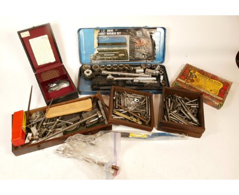 Two boxes mechanics/engineers tools plus a box  of electrical test equipment and a coin operated meter (2).