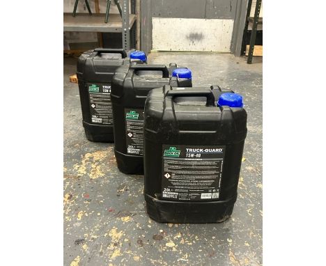 Three 20L containers of Rock oil truck-guard 15w-40 long drain acea E7 engine oil.