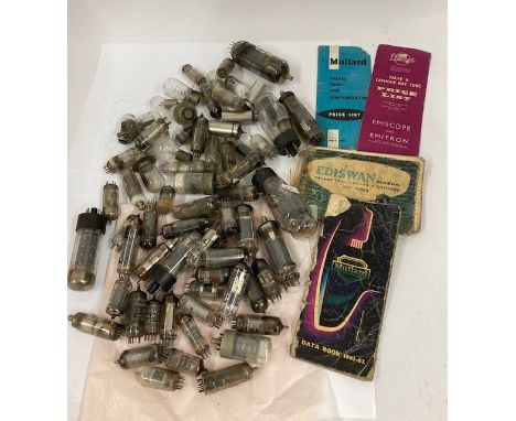 A collection of over fifteen radio valves and light bulbs, to include, Polamp, Mullard, Mazda and Elpico.