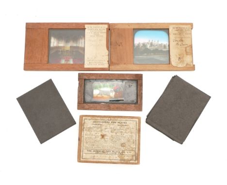Fifteen magic lantern and glass slides, to include two H W Taunt &amp; Co, Oxford depicting scenes of the Tower of London and