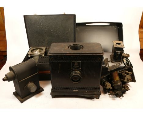 A Rollei P37 E slide projector, together with an Evans Universal projector / epidiascope, an Optiscope No. 8 and a 35mm proje