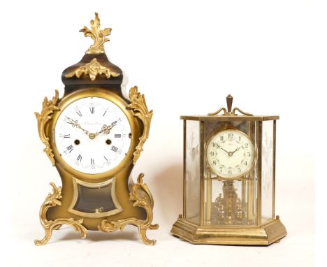 A late 20th century Kundo mantel clock, having 30 day German movement, 26cm tall, together with a Omare style mantel clock, t