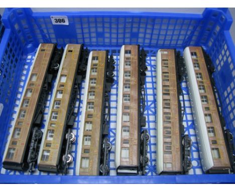 Six Hornby "OO"Gauge/4mm Unboxed Gresley LNER Teak Coaches, R/No's 22357 (4) and 4237 (2), good/good plus (one 4237 damage to