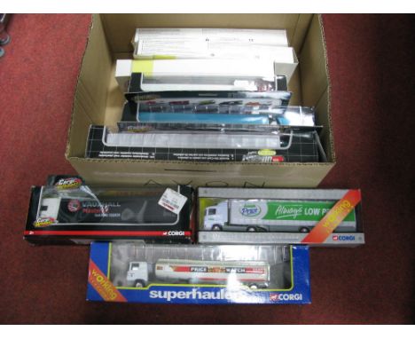 Nine Diecast Model Commercial Vehicles, by Corgi, Lledo, Dickie including Corgi Wheelz DAF 95 and curtainside Vauxhall Master