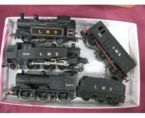 Three 'OO' Gauge/4mm Unboxed Steam Locomotives, Airfix Class 4F 0-6-0 LMS black R/no. 4454, good, Tri-ang 0-6-0 "Jinty" R/No.