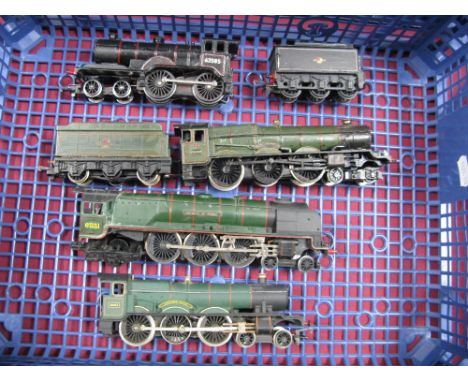 Four "OO" Gauge/4mm Unboxed Steam Locomotives, kit built 4-4-0 BR black, R/No 62585 with six wheel (Triang) tender, over pain