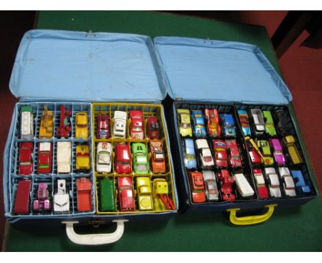 Ninety Six Matchbox 1-75s and Similar Diecast Model Vehicles, presented within two Matchbox collectors carry cases, playworn.