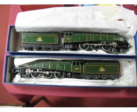 Two Hornby Dublo 4mm Three Rail Class A4 4-6-2 Steam Locomotives and Eight Wheel Tenders, BR gloss green "Silver King" R/No 6