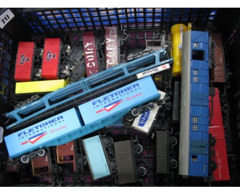 Twenty Two Items 'OO' Gauge/4mm Unboxed Rolling stock, by Hornby, Tri-ang, Lima, etc brake vans, ore wagons, box vans, Lima c