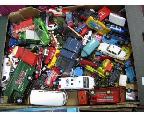 A Quantity of Loose Diecast Model Vehicles, by Matchbox, Britains, Corgi and other, playworn.