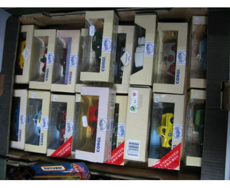 Eighteen Corgi Diecast Model Commercial Vehicles, including 97344 Morris 1000 Pick Up, 96866 Ford Popular Van, boxed.