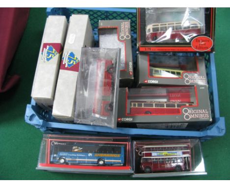 Nine Diecast Model Buses, by Corgi, EFE, including Corgi 'The Original Omnibus Company' 1957 AEC Regent  MKV/Metro Cammell De