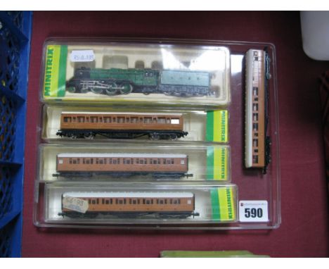 A Minitrix "N" Gauge Ref 12949 Class A3 4-6-2 Steam Locomotive and Eight Wheel Tender, L.N.E.R green "Flying Scotsman", R/No 