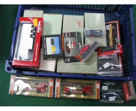 Approximately Eighteen 1:87th Scale Plastic and Diecast Lineside Model Vehicles, by Herpa, Wiking, Revell including Herpa "HO