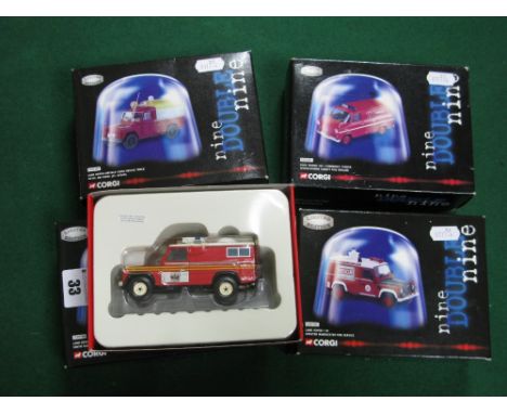 Four Corgi 'Nine Double Nine' 1:43rd Scale Diecast Model Fire Service Vehicles and Rescue Vehicles, including #CC07707 Land R