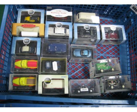 Sixteen Cased Oxford 1:76th Scale Diecast Vehicles - Classic and Modern Cars, Commercial Vehicles, Vauxhall Cresta Police Car