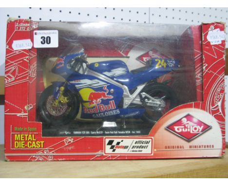 A Guiltoy 1:10th Scale? Diecast Model MotoGP Yamaha YZR500 Gary McCoy Team Red Bull Yamaha, boxed.