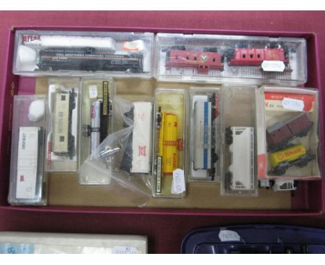 A Mixed Collection of Fourteen 'N' Gauge Rolling Stock Items, by Fleischmann, Atlas, Model Power and other, two items in need